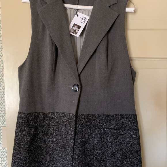 CAbi two tone gray vest bottom panel, lined, Sz Sm - Picture 2 of 5